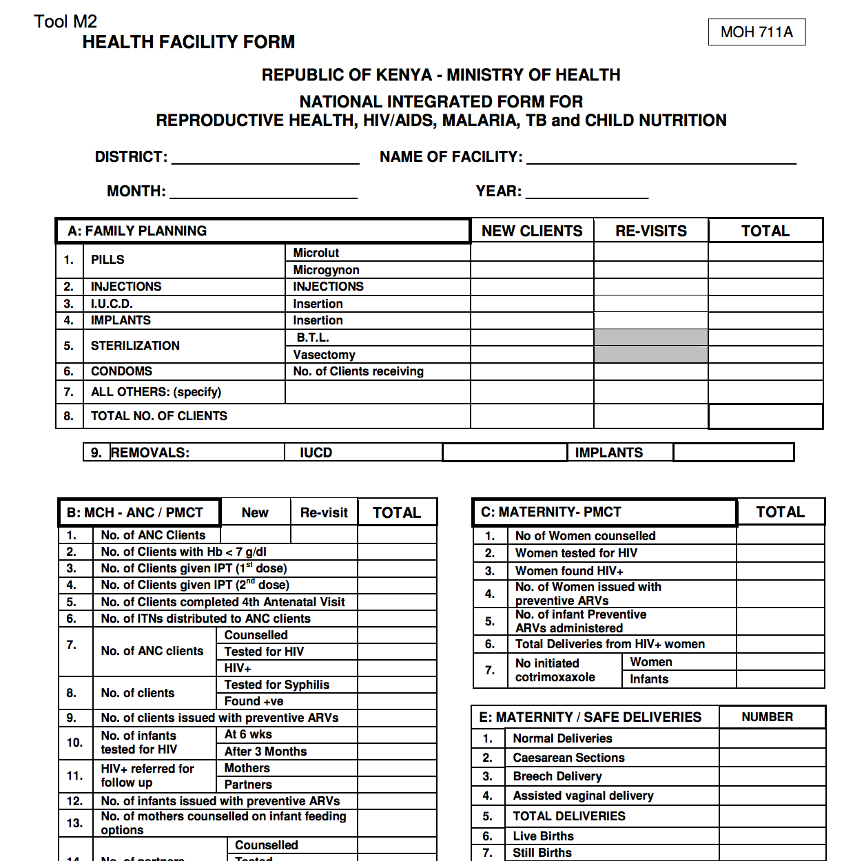 Facility Integrated Form