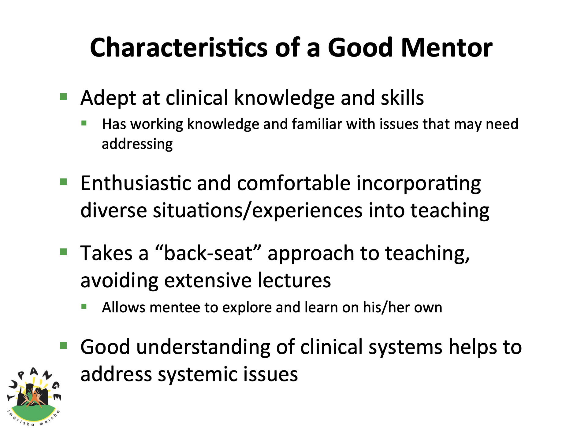 Characteristics of a Good Mentor