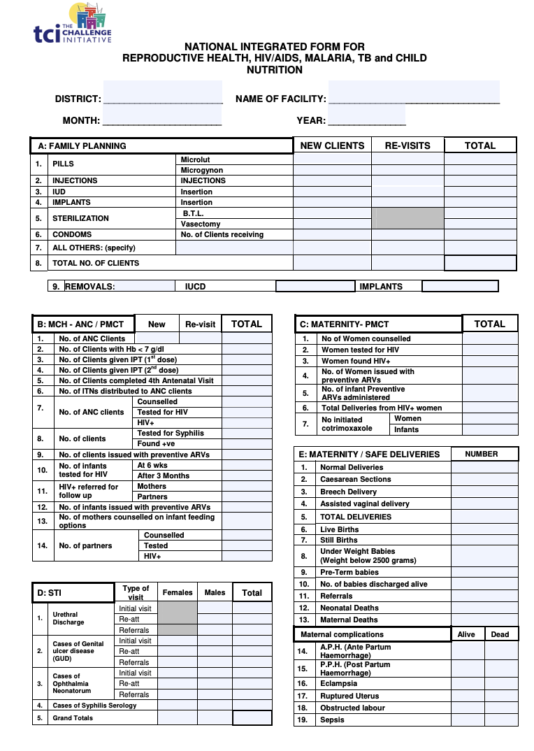 Health Facility Integrated Services Form