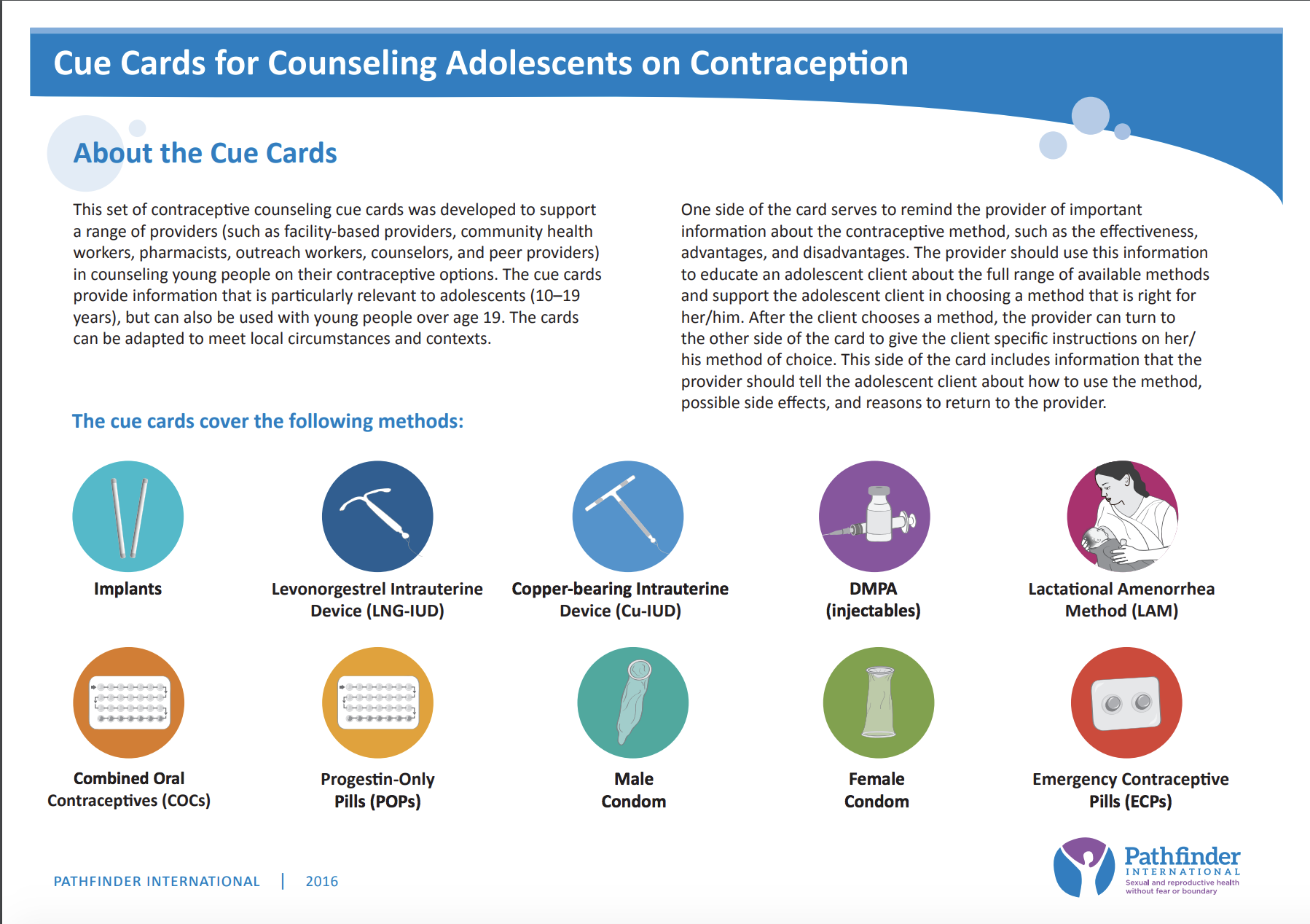 Cartes Aide-Mémoire de Conseils pour Adolescents sur la Contraception