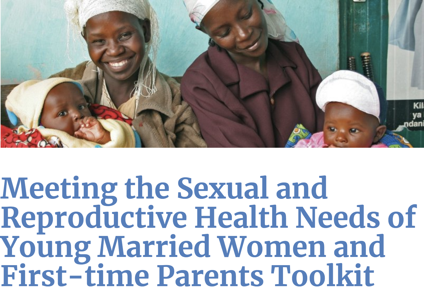 Meeting the Sexual and Reproductive Health Needs of Young Married Women and First-time Parents Toolkit