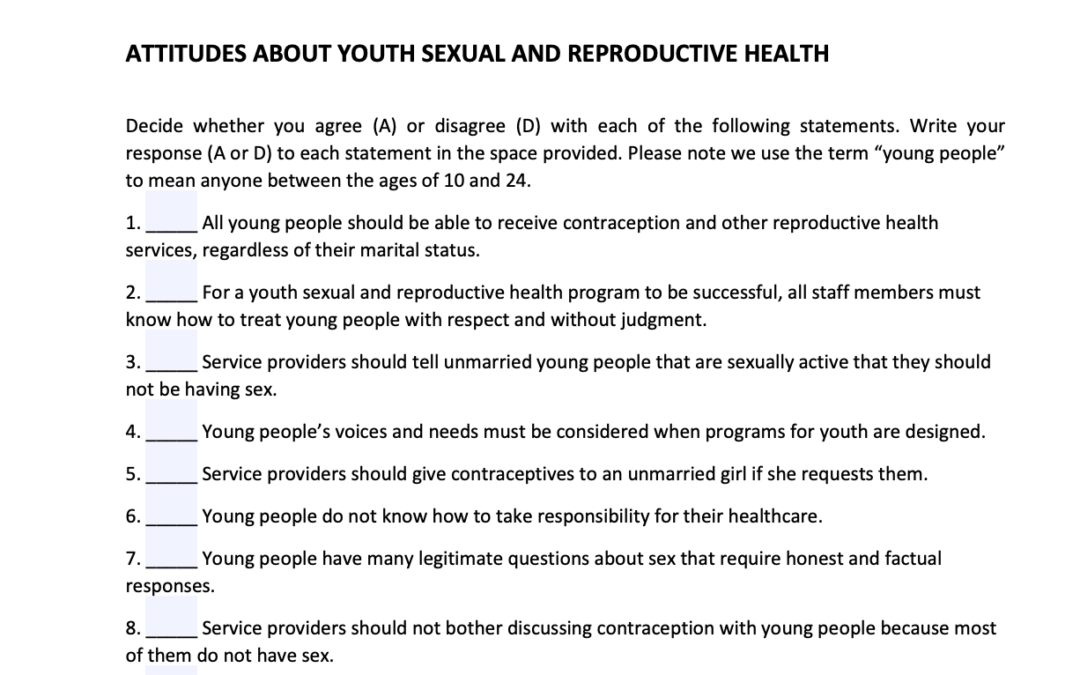 युवा यौन और प्रजनन स्वास्थ्य के बारे में दृष्टिकोण
