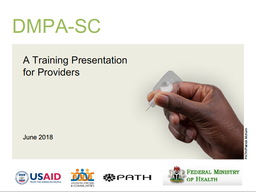 dmpa-SC: प्रदाताओं के लिए एक प्रशिक्षण प्रस्तुति