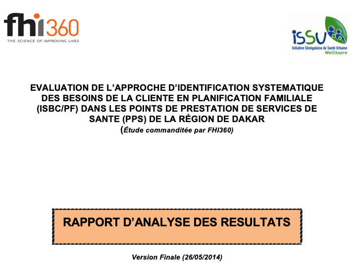 Rapport d'évaluation ISBC PF 2014