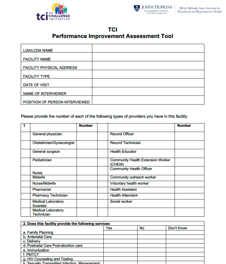TCI Performance Improvement Assessment