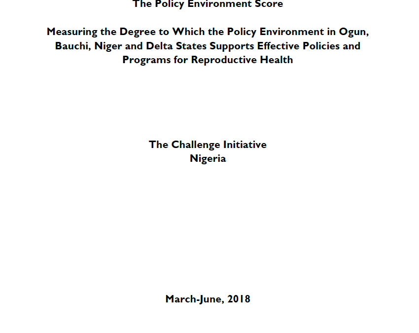 नीति पर्यावरण स्कोर: ओगुन, बौची, नाइजर और डेल्टा राज्यों में सक्षम नीतिगत माहौल को मापने