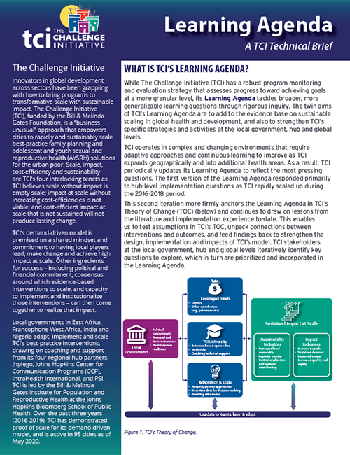 What is TCI’s Learning Agenda? A TCI Technical Brief