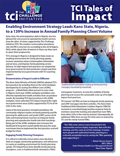 Enabling Environment Strategy Leads Kano State, Nigeria, to a 139% Increase in Annual Family Planning Client Volume