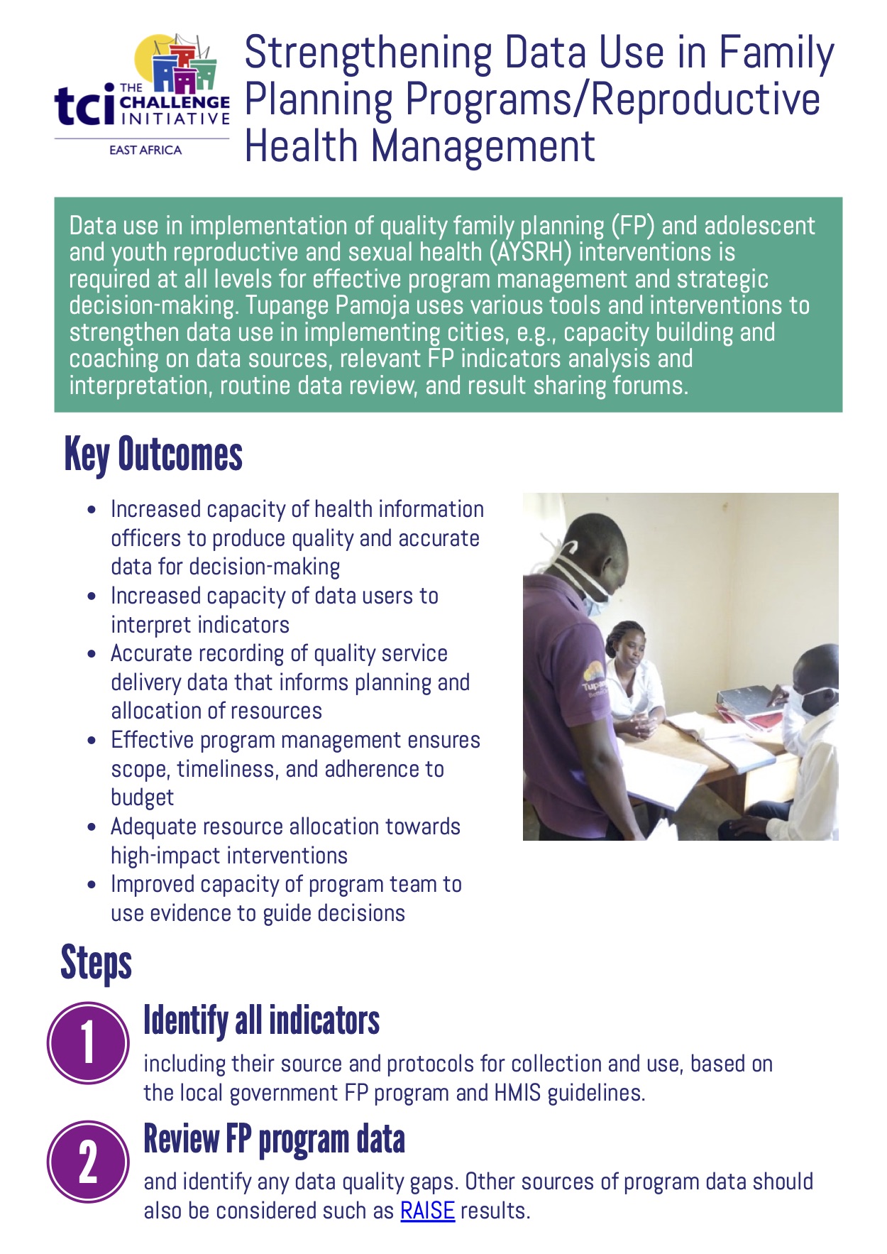 Renforcement de l'utilisation des données dans les programmes de planification familiale / Aide-mémoire sur la gestion de la santé reproductive