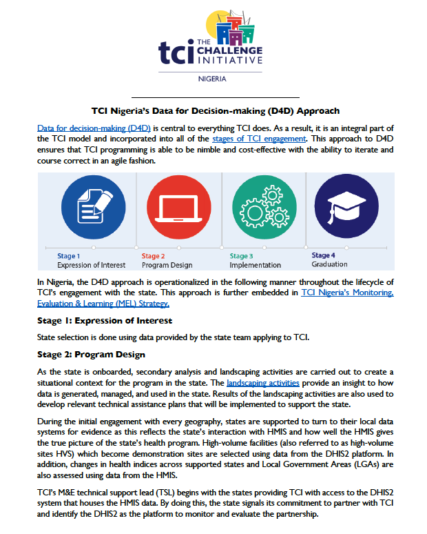 TCI فیصلہ سازی کے لئے نائجیریا کا ڈیٹا (ڈی 4 ڈی) نقطہ نظر