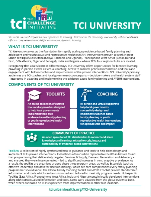 TCI یونیورسٹی فیکٹ شیٹ