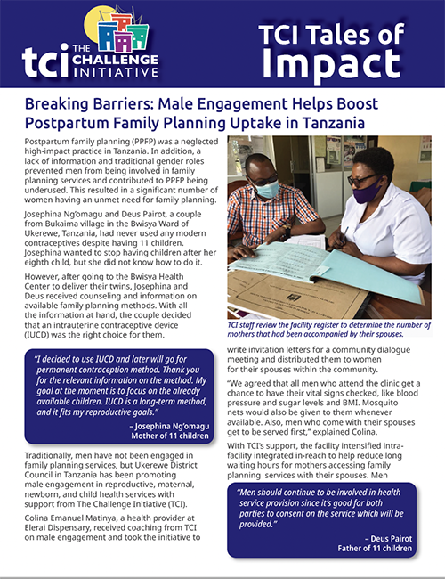 Breaking Barriers: Male Engagement Helps Boost Postpartum Family Planning Uptake in Tanzania