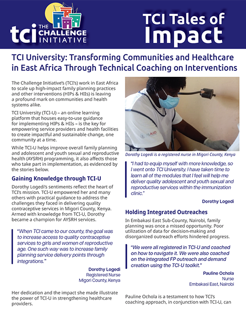 TCI University: Transforming Communities and Healthcare in East Africa Through Technical Coaching