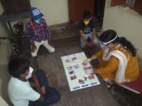 TCIHC AY counsellor play interactive SRH games with adolescent boys in Gorakhpur, UP, India 
